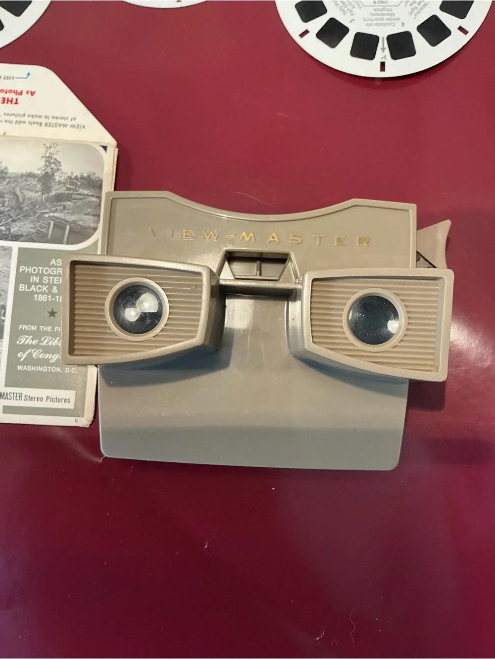 Vintage Film Viewer in Beige with Reels and Booklet